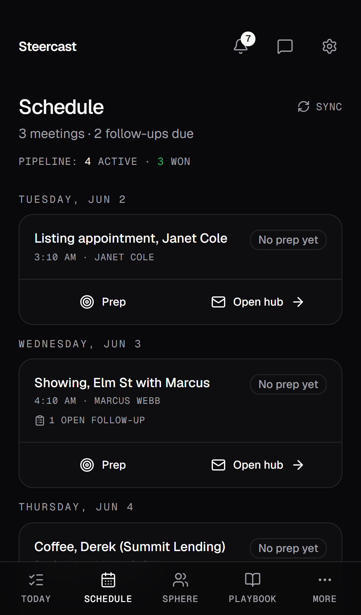 The Steercast daily schedule
