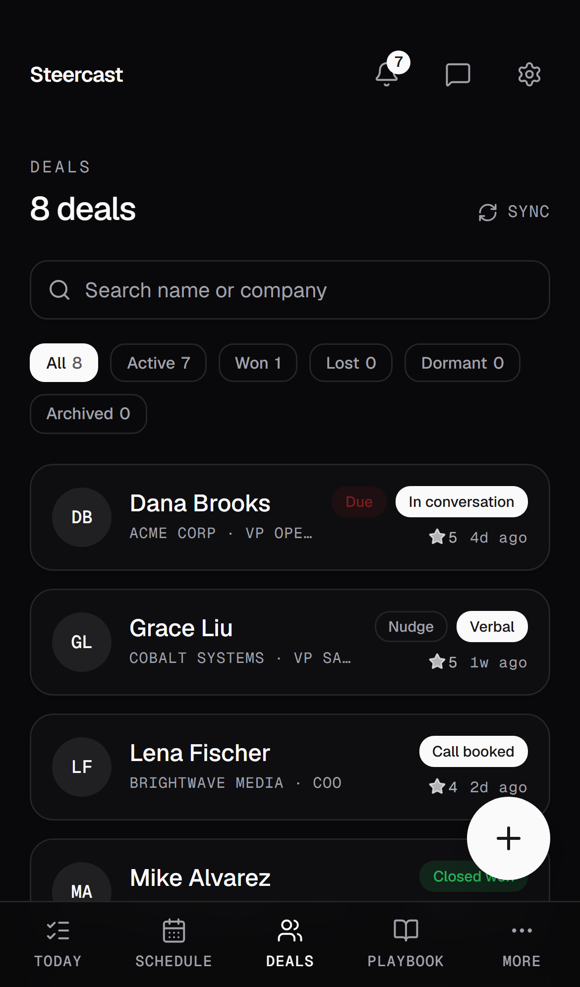 The Steercast pipeline list